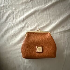 Dooney & Bourke Cognac Pebbled Leather Kiss-Lock Coin Purse